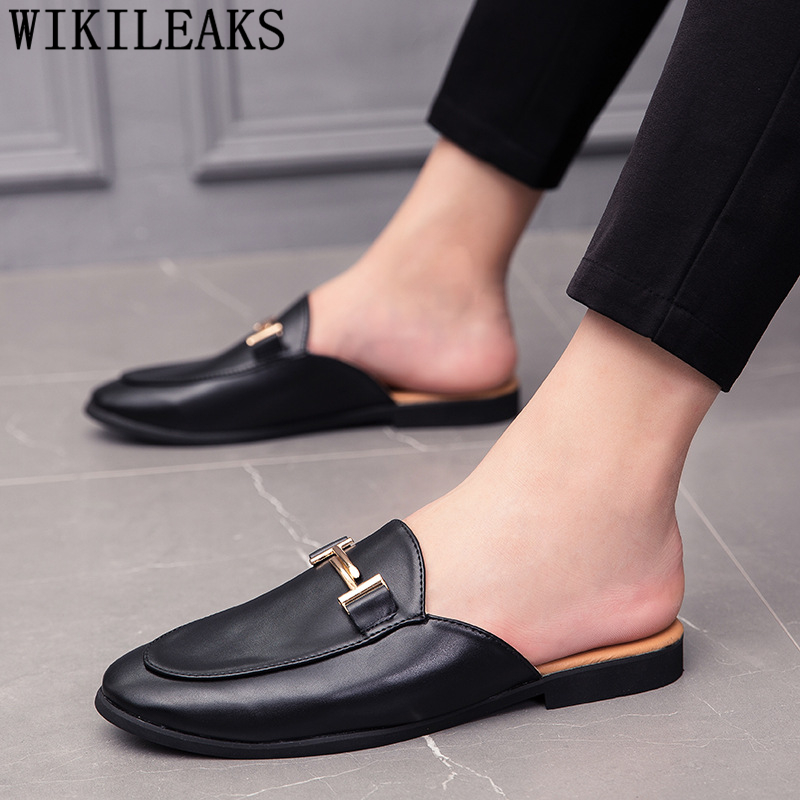 Black Half Shoes For Men Leath - огляд і ціна Flip Flop Leather Men