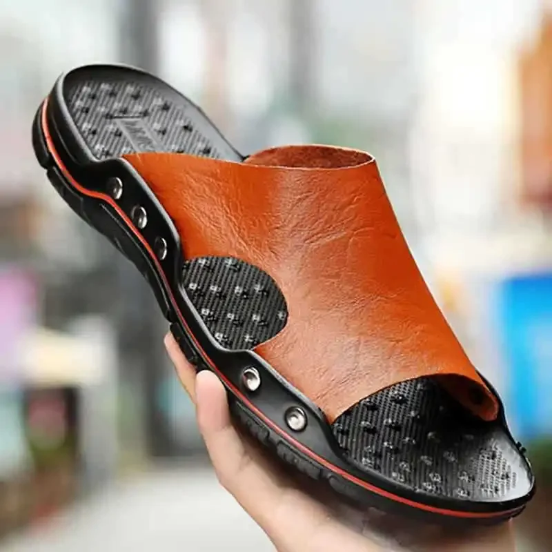 Genuine Leather Slippers Men B - огляд і ціна Flip Flop Leather Men