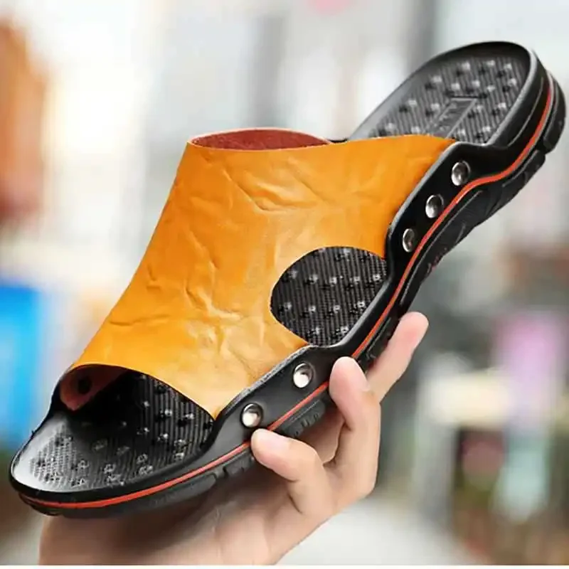 Genuine Leather Slippers Men B - огляд і ціна Flip Flop Leather Men