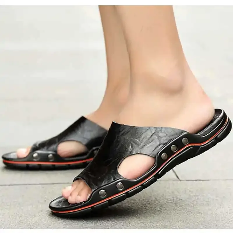 Genuine Leather Slippers Men B - огляд і ціна Flip Flop Leather Men